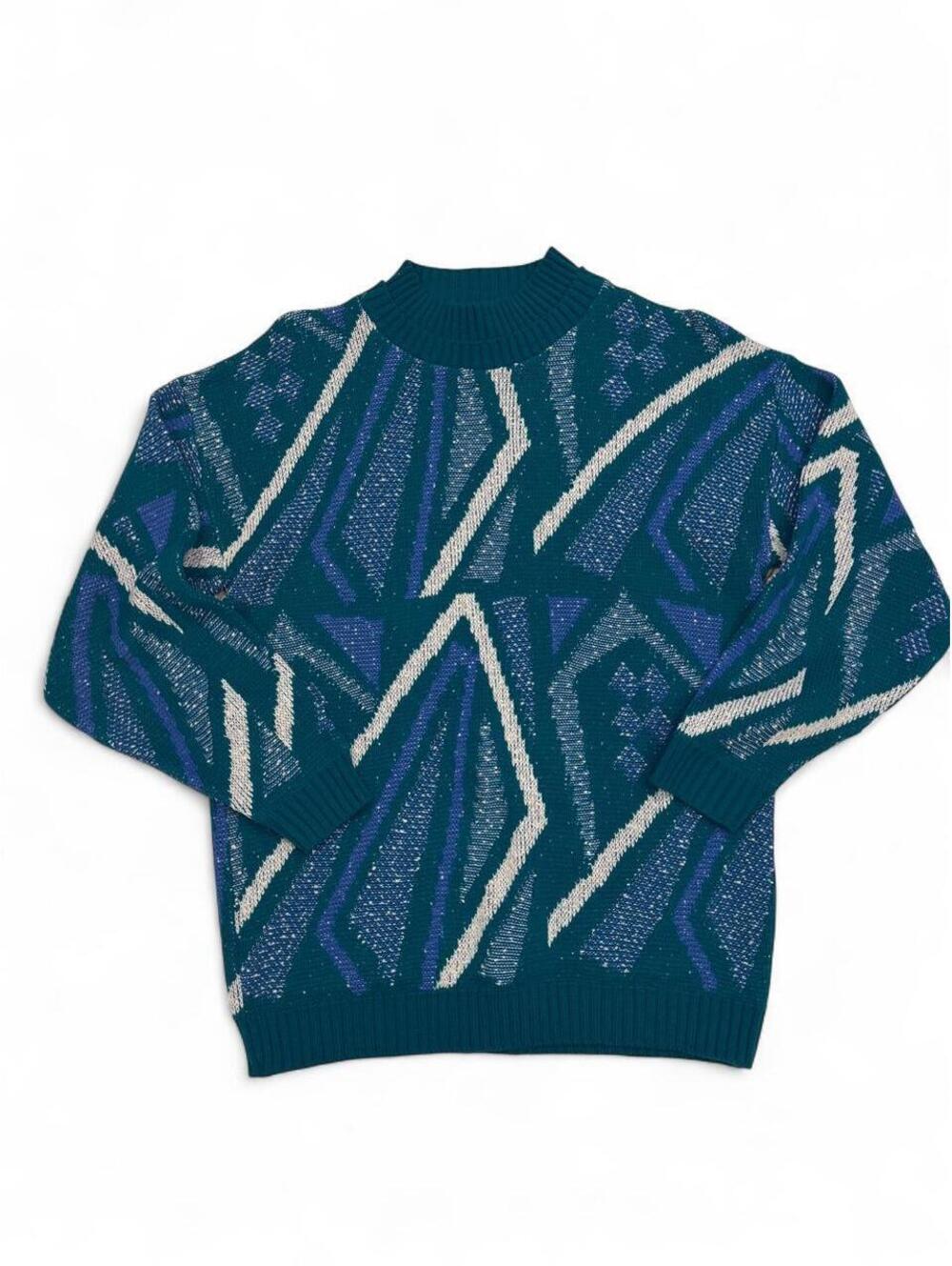 Kenneth Too — Vintage 1980s Abstract Geometric Knit Sweater